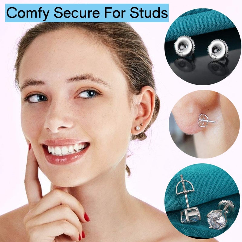 Catinee 2 Pairs Screw on Earring Backs Replacement for Diamond Earring Studs,18K Gold Plated Sterling Silver Hypoallergenic Screwbacks Locking for Threaded Postï¼ˆ 0.032'' - Image 2